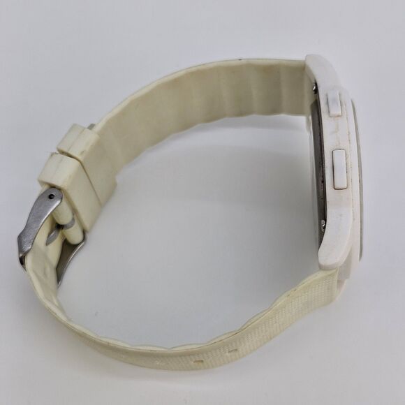 44MM Men's Digital Watch White Case Cream Plastic Bands New Battery - Picture 13 of 14